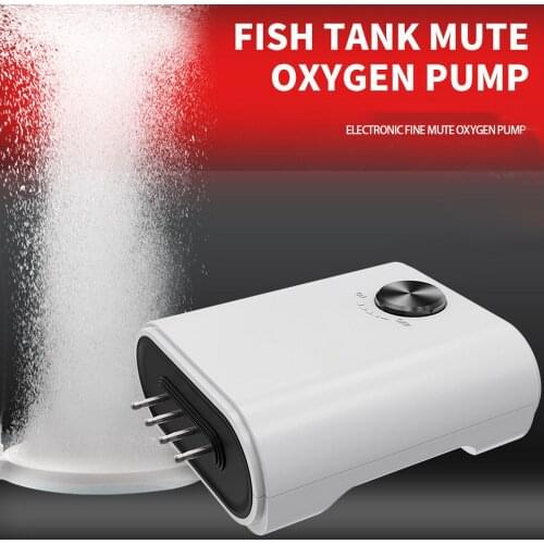 8W Oxygen Pump Fish Tank Mini Air Compressor Ultra-low Noise Aquarium Oxygen Pump 4 Outlets For Air Stone Increase Oxygen