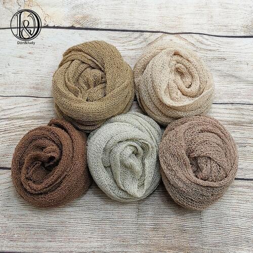 Don&Judy 2/3/4/5pcs Pack Knit Stretch Wraps Set Baby Photo Newborn Photo Props Boy Girl Infant Newborn Photography Blanket Props
