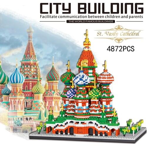 Disney Mickey Around the World micro diamond block Russia Moscow nanobrick Saint Basils Cathedral model brick educational toy