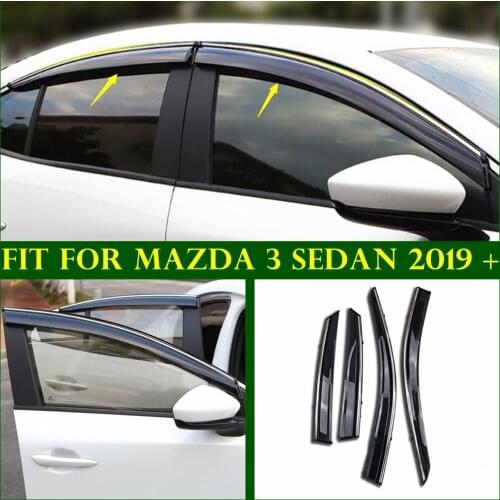 Accessories Window Visor Vent Shade Rain / Sun / Wind Guard Deflectors Cover Kit Fit For Mazda 3 2019 2020 Auto Accessories