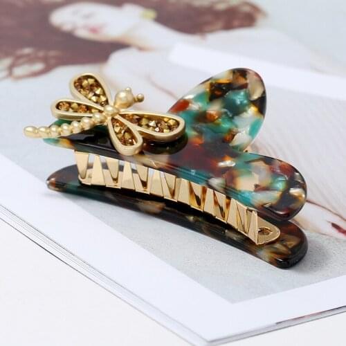 Fashion Colorful Acetate Dragonfly Women Hair Claw Clip