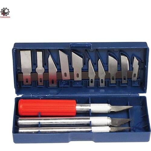16Pcs Hobby Knife Set With Aluminum Collet Chucks Craft Artwork Cutting Knife DIY Carving Hobby Chiseling Model Repairing Knife