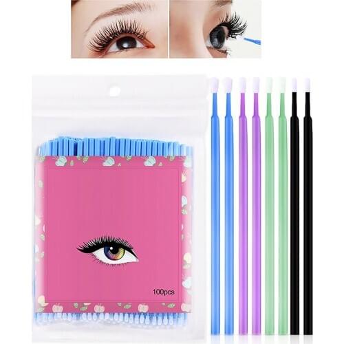 New 100PCS/Bag Disposable Makeup Eyelashes Brushes Micro Mascara Brush Eyelash Extension Lash Removing Tools