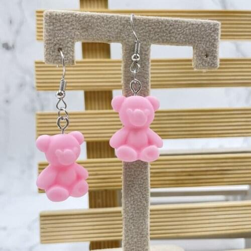 New fashion resin bear gummy earrings for girls and girls DIY cartoon animal bear earrings creative pendant jewelry gifts