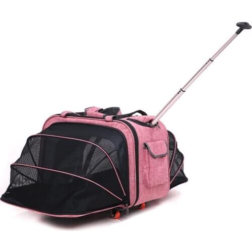 Pet Strollers Lever Expansion Box for 10kg Cat Dog Go Out Carrying Pull Pole Bag Hand-held Travel Trolley Protable Pets