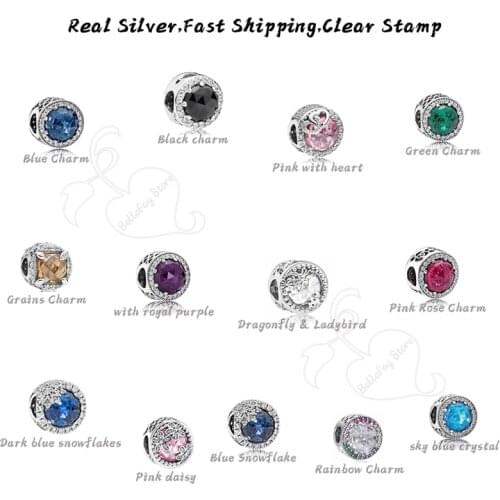 Authentic 925 Sterling Silver Beads Sparkling Charms Fits Original Bracelets Necklaces Bangles Women Jewelry DIY Making Gifts