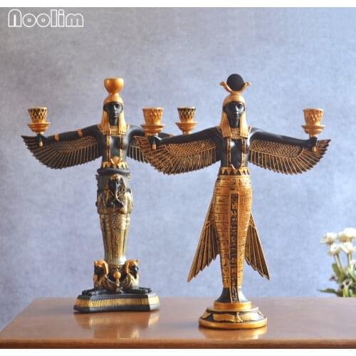 NOOLIM Hand Painting Resin Isis Figurine Ancient Egypt Goddess Model Classic Decoration Resin Figurines Craft Wine Rack Statue