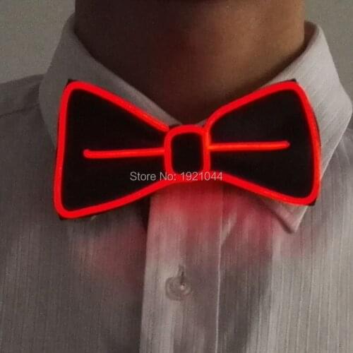 Luminous Bow Tie 10 Lighting Color Select EL Wire Glowing Bow Tie with DC-3V Steady on Driver 20pieces for Party Supplies