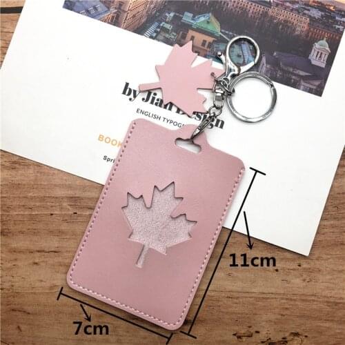 Fresh candy maple leaves PU Name Card Cover Bank Credit Card Holder Id Card Holder Tag For students kids school
