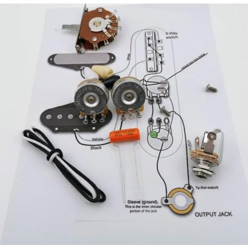 TL Guitar Potentiometer CTS 250K Copper shaft Wiring Kit for-Stra CDE 715P .022 200V Orange Drop Cap +Welding line drawing