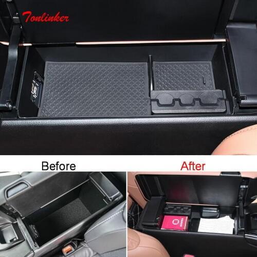 Tonlinker Interior Car Armrest box Storage Cover Stickers for Lexus UX200 260h 2019 Car Styling 1 PCS ABS Plastic Cover stickers