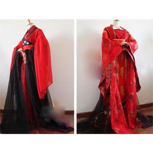 Lian Li Zhi Traditional Chinese Red Wedding Hanfu Costume Set for Bride and Groom Gorgeous Wedding Costume Cos JinMi Drama Hanfu