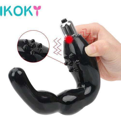 IKOKY G-spot Vibrator Anal Plug C Type Anal Vibrator Butt Plug Prostate Massager Sex Toys For Man Erotic Male Masturbator