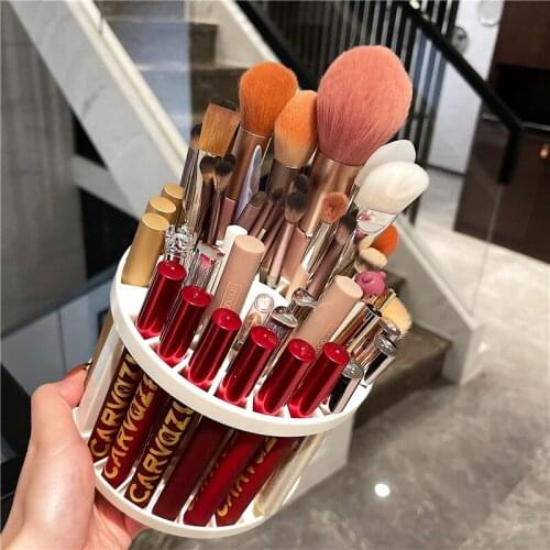 Makeup Brushes Storage Organizer Box Cosmetic Lipstick Display Stand Holder Pens Pencils Collector 49 Lattices Grids Rack