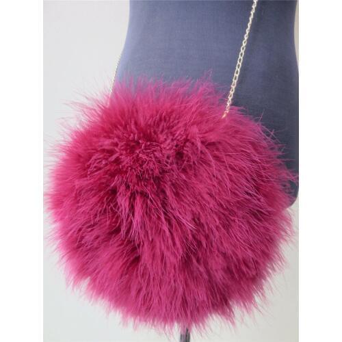 Women Bag of natural Ostrich feather fur fahion new style little pack black pink 9colors round furry should bag S61
