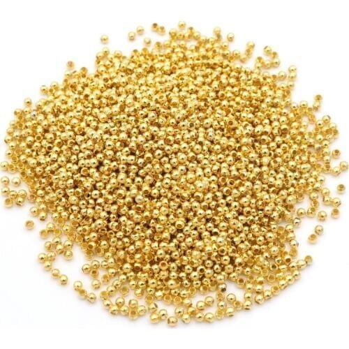 500pcs/lot Gold Color Metal Round Ball Shape Loose Spacer Beads For Jewelry Finding Diy Making Accessories Wholesale Supply