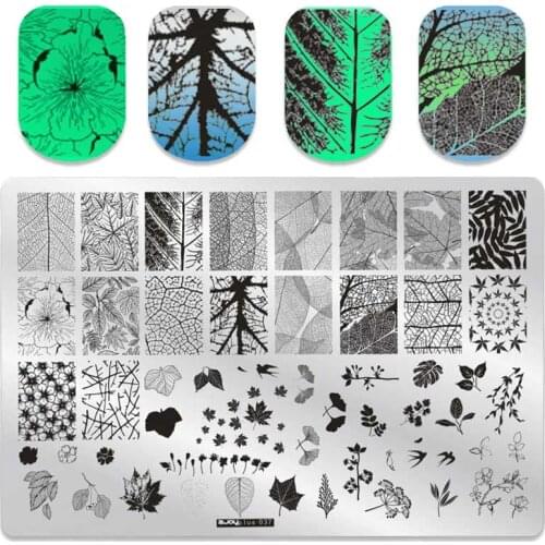 WAKEFULNESS 1Pcs Dry Flowers Nail Stamping Plates Leaves Image Stamping Nail Art Template Manicure Nail Stamp Tools