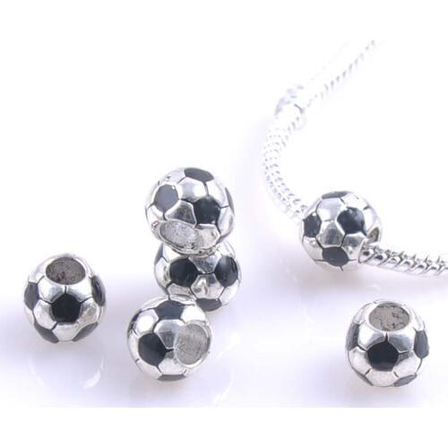 10MM 30Pcs Silver football Spacers Beads Fit Charms Bracelets Jewelry Handmade DIY extanpaa flfaocma DK-050