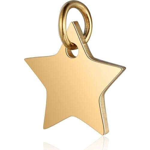 30pcs/Lot Stainless Steel Gold Color Love Hearts Star Charms Pendants for Making Necklace Bracelet