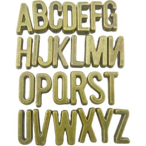 30X/lot Vintage Bronze Initial Charms 26 Alphabet Charms For Bracelets Alphabet Word Letter Charms Fit Pendant Jewelry Making