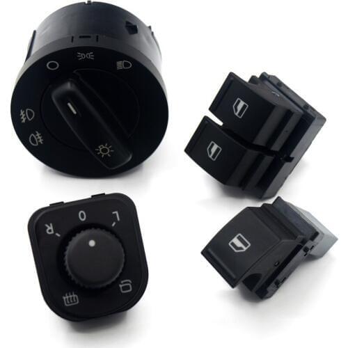 4Set Headlight Windows Mirror Switch Button 1K0 941 431Q 1K0 959 565J 1K3 959 857A 1F0 959 855 For VW EOS Golf 5 6 GTI Passat CC