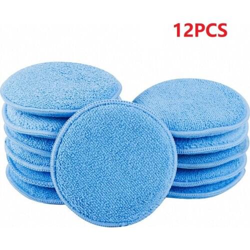 5inch Universal Washable Reusable Microfiber Car Waxing Sponge Blue Round Applicator Easy Cleaning Leather Polish Pad Foam