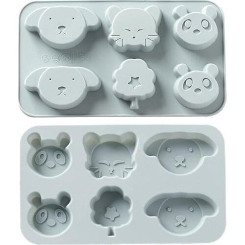 6 Grid Cartoon Animal Silicone Molds of Different Shapes Childrens Complementary Food Candy Mold DIY Cake Decorating Tools