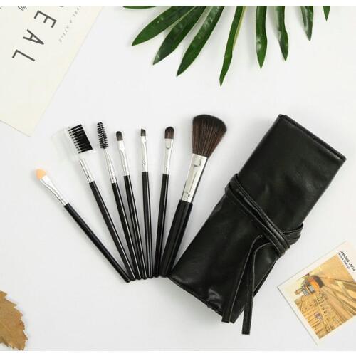 7Pcs Wrap Roll Up Makeup Brush Set with PU Leather Bag Cosmetic Beauty Tool Kit Foundation Powder Eyeshadow Hot phantom