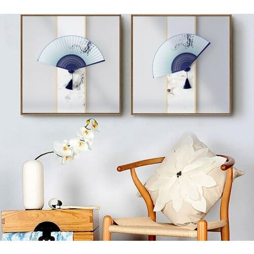 Abstract Traditional Chinese Style Fan Flower Wall Art Canvas Painting Picture Print For Living Room Home Office Decor Poster