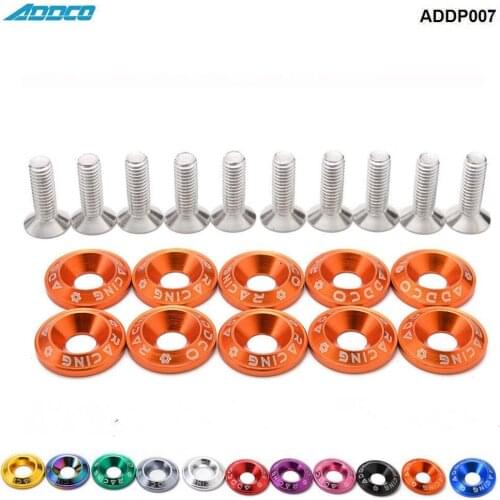 Addco Racing 10PC M6 CNC Billet Aluminum Fender Bumper Washer Bolt Engine Bay Dress Up Kit ADDP007-AF