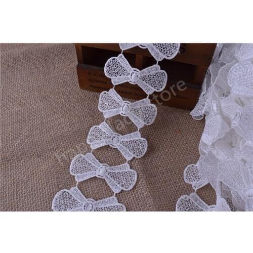 28yards Pretty Venice Venise Lace white Bows Applique Embellishment Sewing Craft DIY wide :7cm