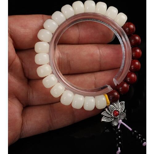 White Bodhi Seed Bracelets Carved Tagua nut Pendant Necklace Buddha Lucky Women Men Prayer Mala Tibetan Buddhism Jewelry