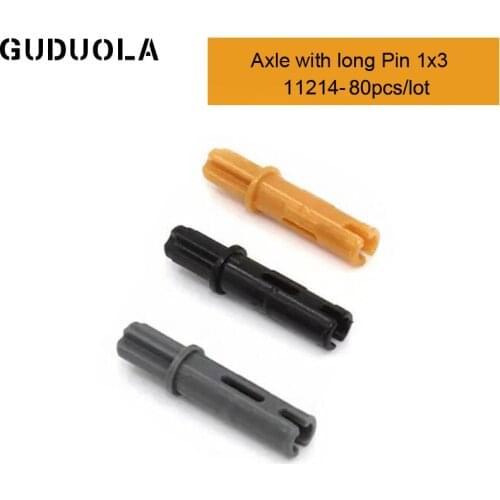 Technic Parts 11214 Technic Axle with Long Pin 1X3 MOC Technic Pin/Axle Building Block Assembles Particles Toys 80pcs/lot