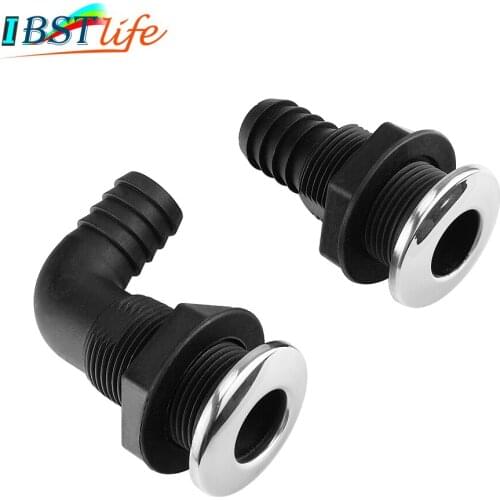 Nylon Plastic Thru Hull Bilge Fitting With Stainless steel Rim Bilge Pump Aerator Hose Boat Marine Yacht Sail RV Accessories