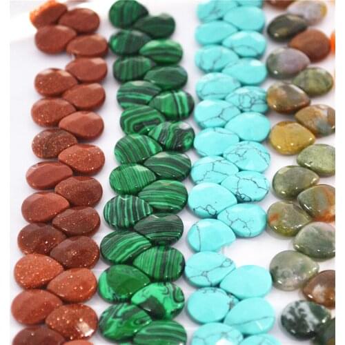 Hot! Water Drop Section Face Natural Stone Beads With Hole For DIY Necklace Bracelets Jewelry Making Free Shipping 12.5*10.5mm