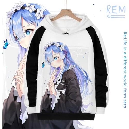 Re:Life In A Different World From Zero Cosplay Hoodies Ram Rem Emilia Cartoon Print Winter Autumn Fleece Sweatshirts Pullover