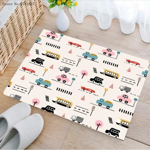 3D Print Bus Car Small Door Mat For Living Room Doormat For Kids Bedroom Carpet Kitchen Doorway Mat Enter Home Floor Rug