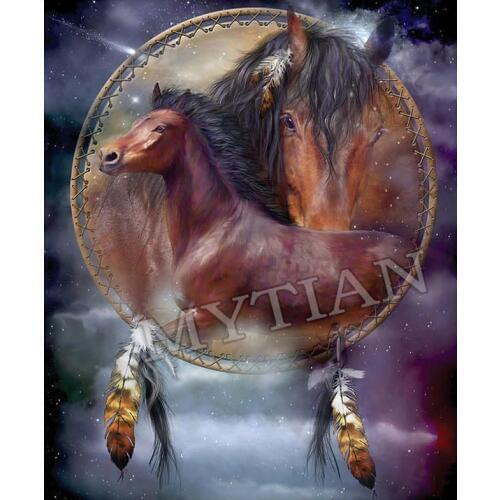 Horse& Eagle Dream Catcher embroidery pattern 5D diamond painting full drill resin cross-stitch mosaic pictures needlework decor