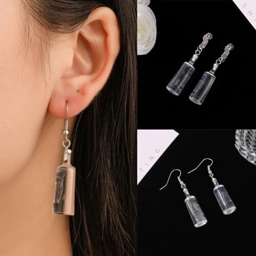 Fashion Bottle Dangle Earrings Punk Chic Bottle Pendant Hook Earring Creative Design Funny Earring For Ladies Jewelry Gift