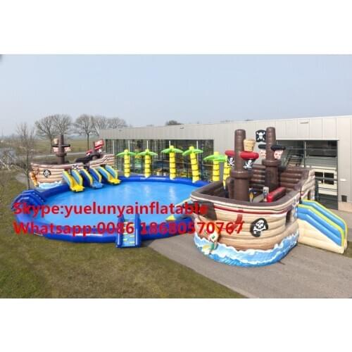 Factory direct inflatable castle slides Pool slide, large water park Large pool Ocean Pirate Ship Water Parkl KY-721