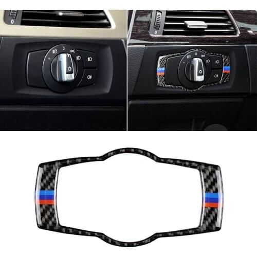 Carbon Fiber Headlight Switch Frame Cover Sticker Cover Trim Car Styling Accessories for BMW E90 E92 E93 320i 325i 05-12