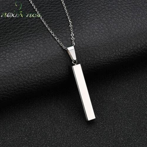 Nextvance Engraved ID Name Date Strip Necklace Personalized Pendant Stainless Steel Necklaces For Lover Friend Birthday Gift