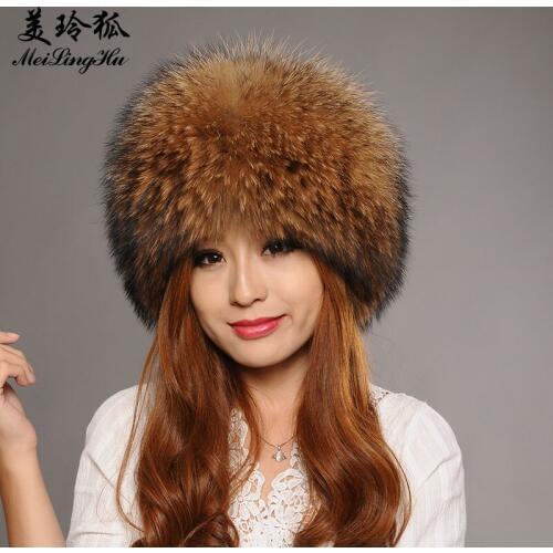 New 2017 Real Fox Fur Winter Hat for Women Fahsion Solid Genuine Natural Fur Thick Female Cap Mens Hat Warm Beanies Cap