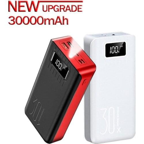 Power Bank 30000mah Portable Charger Digital Display Outdoor Charging Group Large Capacity Charger for Xiaomi Samsung IPhone