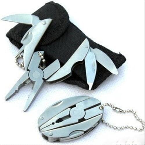 Portable Multifunction Folding Plier Stainless Steel Foldaway Knife Keychain Screwdriver Camping Survival EDC Tools Travel Kits