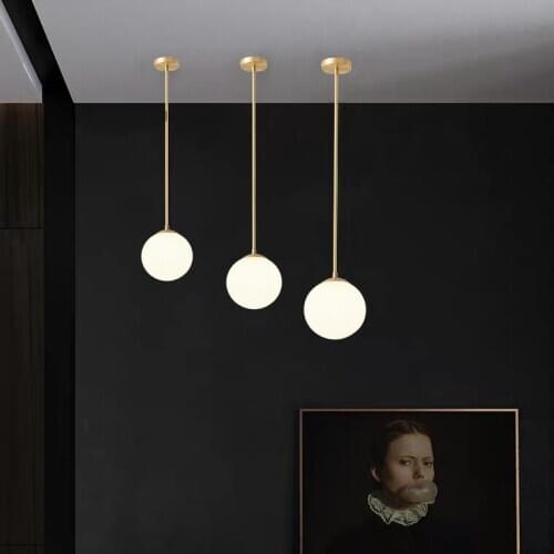 Retro spherical bar table shop front desk lamp Nordic personality bedroom bedside single head copper small Chandelier