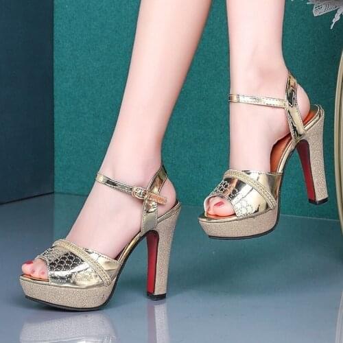 2021Summer Ladies Women Sandals Square Heel Super High Heels Fashion Party Shoes Peep Toe Roman Sandals Womens Buckle Strap Shoe