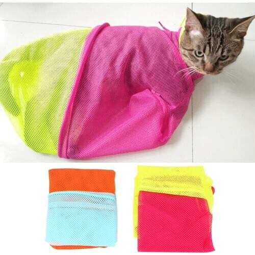 Mesh Bag Cats Washing Bags Cat Grooming Bath Bag For Pet Bathing Nail Trimming Injecting Cat Restraint Anti Scratch Bite