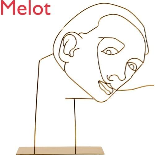 Modern Minimalist Golden Abstract Art Portrait Figure Decoration Living Room Bedroom Study Soft Decoration home accessories