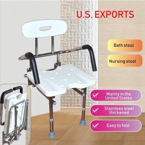 Bathroom Folding Stool Wall-Mounted Shower Chair Stainless Steel Waterproof Non-Slip Elderly Bath Care Chair Load 400KG